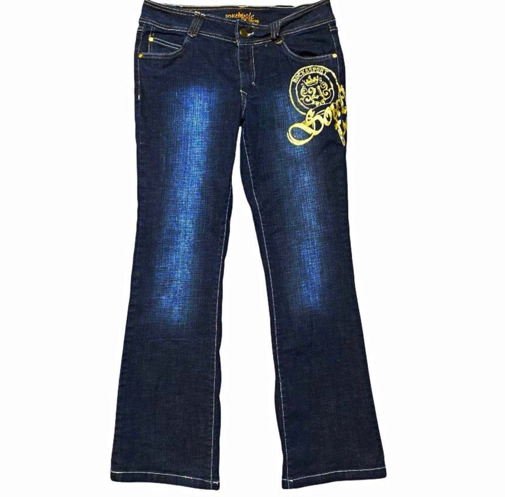Vintage Y2K Southpole Embroidered Low-Rise Flare Jeans - Womens Size 13